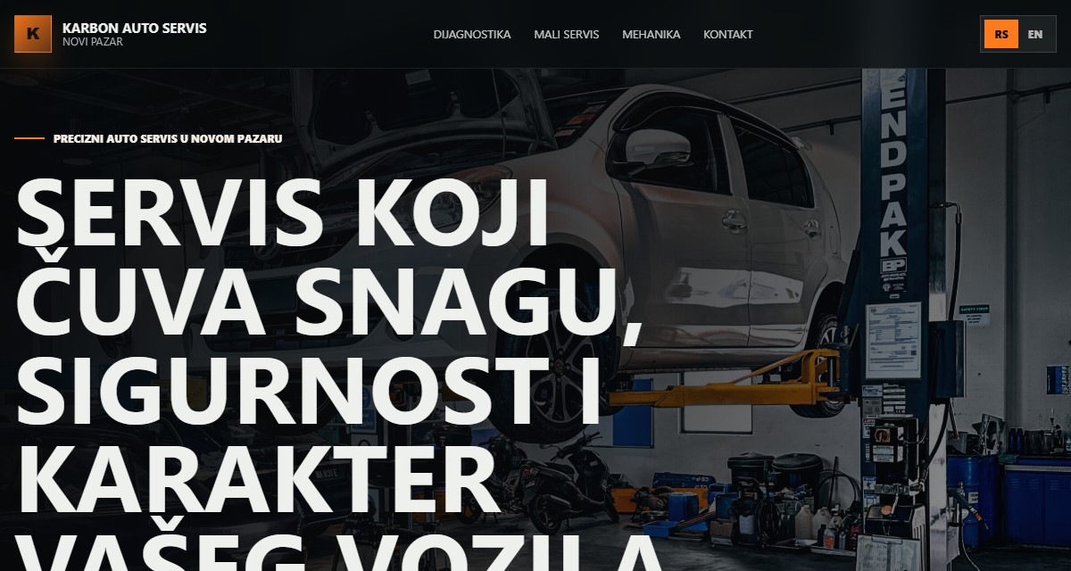 Konceptualni dizajn spletne strani za avtoservis