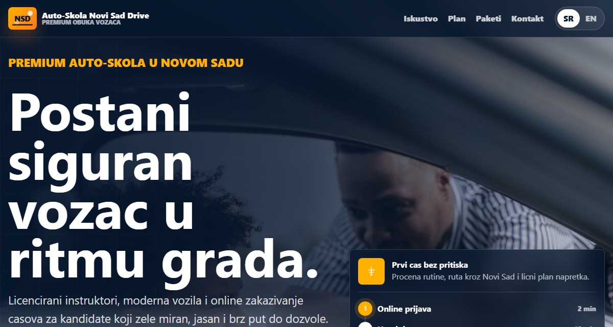 Konceptualni dizajn spletne strani za avtošolo