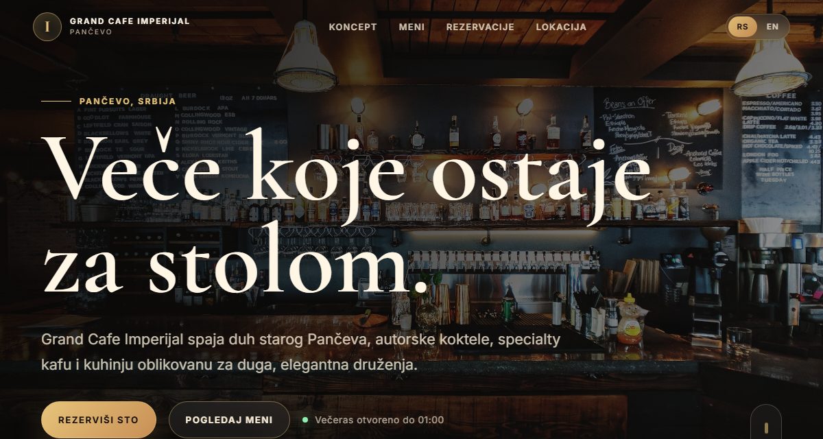 Konceptualni dizajn spletne strani za lokalno restavracijo ali kavarno